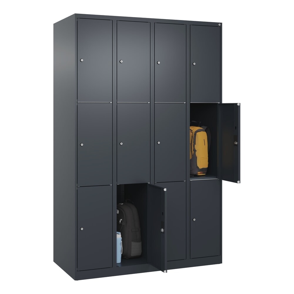 Produktabbildung Nr. 10: C+P Schließfachschrank Classic PLUS, 4 Abteile, HxBxT 1.850 x 1.200 x 500 mm, anthrazitgrau, anthrazitgrau, 12 Fächer, Zylinderschloss