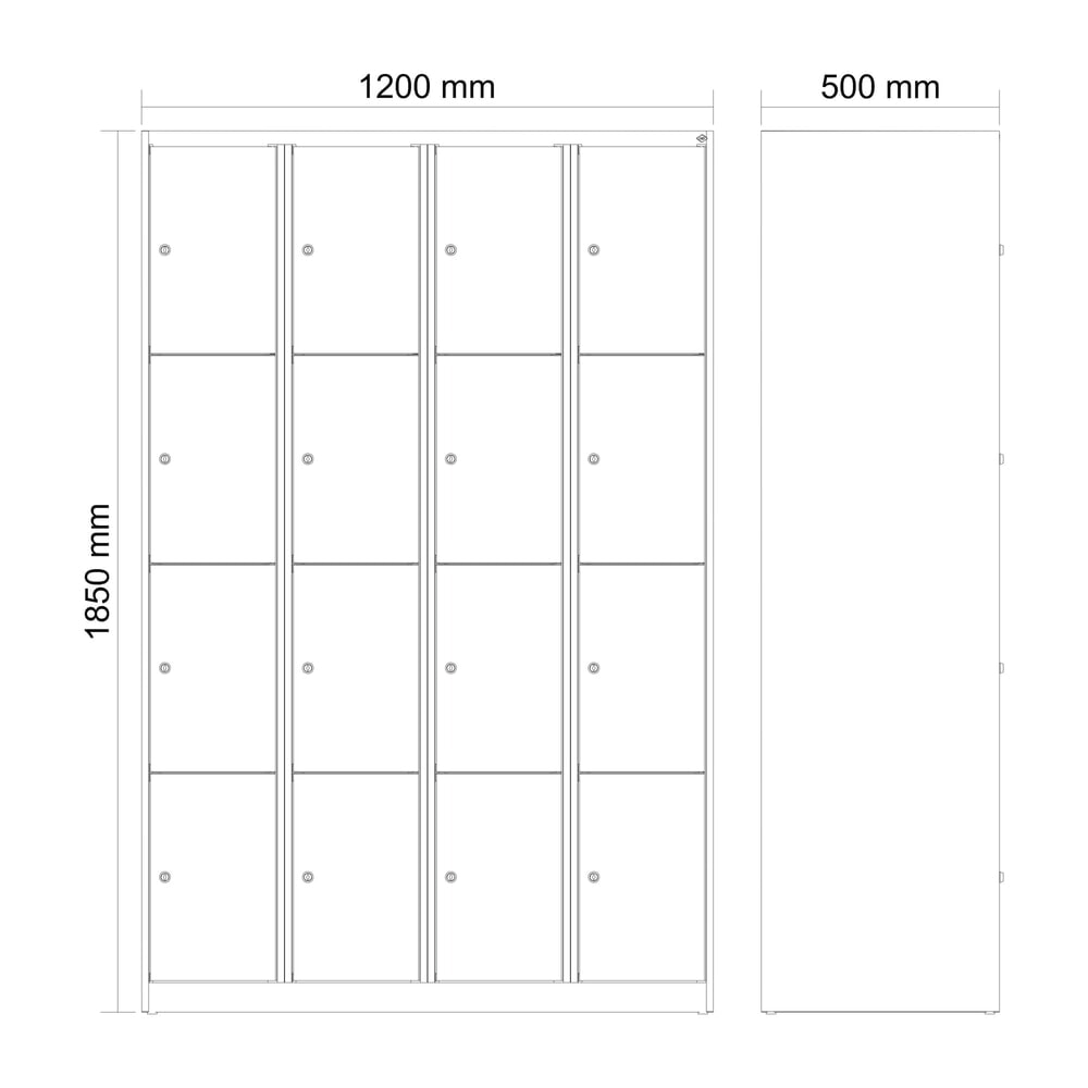 Produktabbildung Nr. 8: C+P Schließfachschrank Classic PLUS, 4 Abteile, HxBxT 1.850 x 1.200 x 500 mm, lichtgrau, anthrazitgrau, 16 Fächer, Zylinderschloss