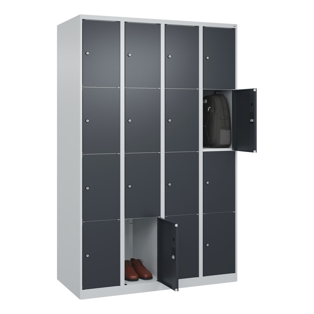 Produktabbildung Nr. 10: C+P Schließfachschrank Classic PLUS, 4 Abteile, HxBxT 1.850 x 1.200 x 500 mm, lichtgrau, anthrazitgrau, 16 Fächer, Zylinderschloss
