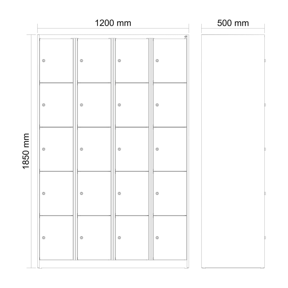Produktabbildung Nr. 8: C+P Schließfachschrank Classic PLUS, 4 Abteile, HxBxT 1.850 x 1.200 x 500 mm, lichtgrau, anthrazitgrau, 20 Fächer, Zylinderschloss