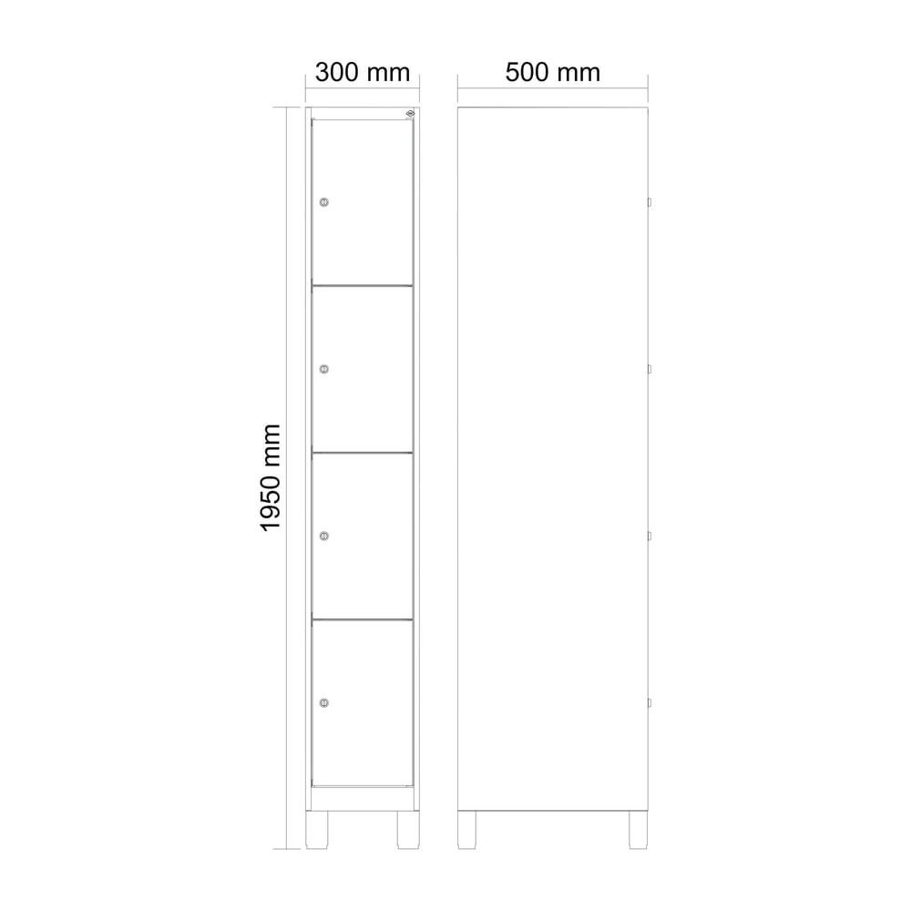 Produktabbildung Nr. 8: C+P Schließfachschrank Classic PLUS, Füße, 1 Abteil, HxBxT 1.950 x 300 x 500 mm, anthrazitgrau, anthrazitgrau, 4 Fächer, Zylinderschloss