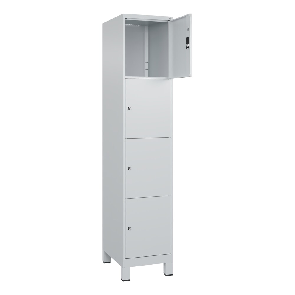 C+P Schließfachschrank Classic PLUS, Füße, 1 Abteil, HxBxT 1.950 x 400 x 500 mm, lichtgrau, lichtgrau, 4 Fächer, Zylinderschloss Produktabbildung: C+P Schließfachschrank Classic PLUS, Füße, 1 Abteil, HxBxT 1.950 x 400 x 500 mm, lichtgrau, lichtgrau, 4 Fächer, Zylinderschloss