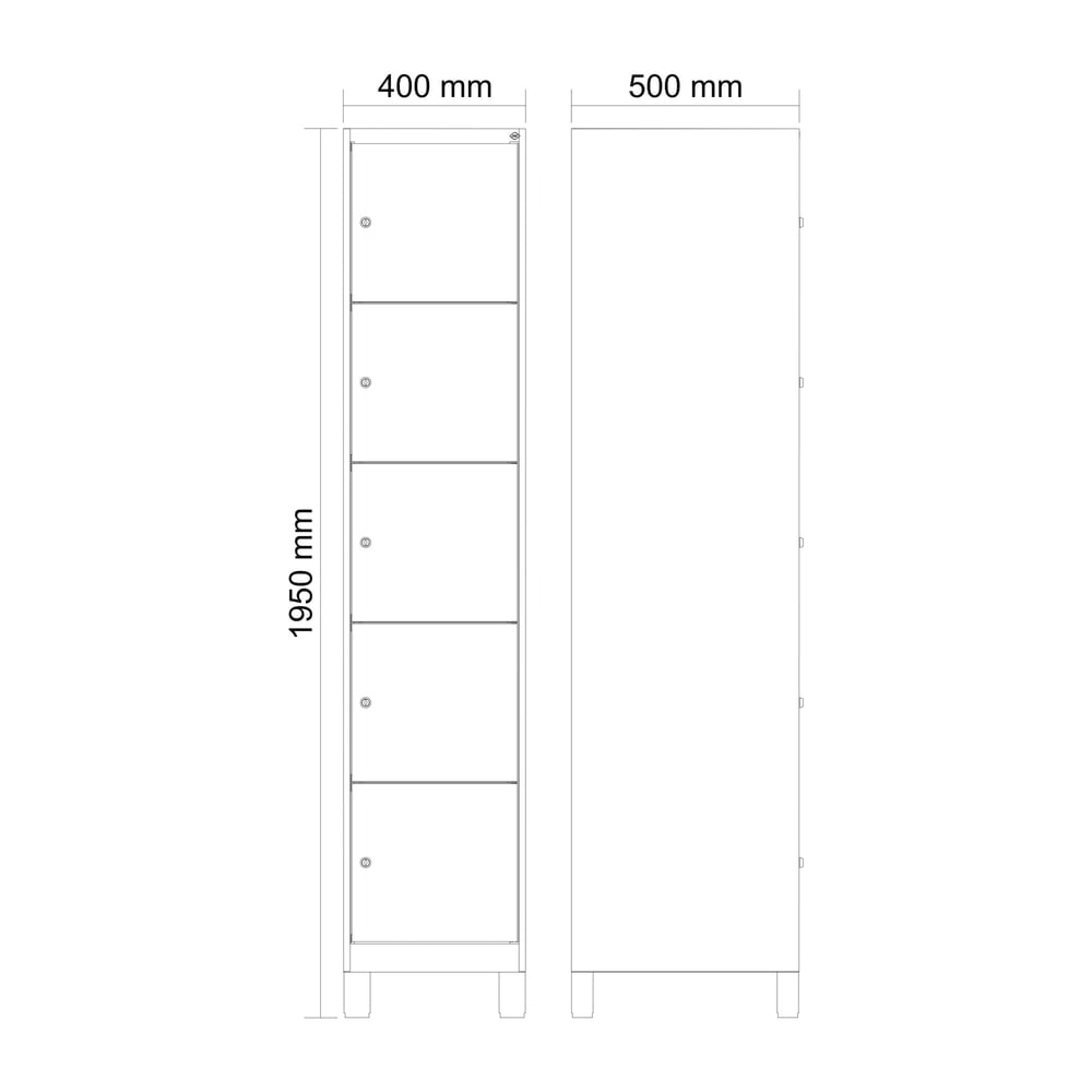 C+P Schließfachschrank Classic PLUS, Füße, 1 Abteil, HxBxT 1.950 x 400 x 500 mm, anthrazitgrau, lichtgrau, 5 Fächer, Zylinderschloss Produktabbildung Nr. 8: C+P Schließfachschrank Classic PLUS, Füße, 1 Abteil, HxBxT 1.950 x 400 x 500 mm, anthrazitgrau, lichtgrau, 5 Fächer, Zylinderschloss