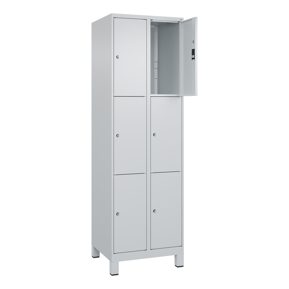 Produktabbildung Nr. 1: C+P Schließfachschrank Classic PLUS, Füße, 2 Abteile, HxBxT 1.950 x 600 x 500 mm, lichtgrau, lichtgrau, 6 Fächer, Zylinderschloss