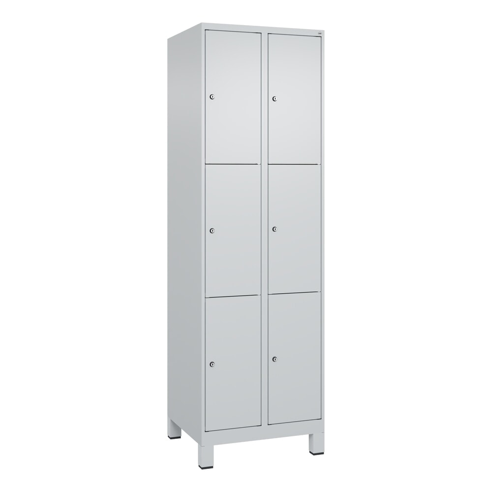 Produktabbildung Nr. 9: C+P Schließfachschrank Classic PLUS, Füße, 2 Abteile, HxBxT 1.950 x 600 x 500 mm, lichtgrau, lichtgrau, 6 Fächer, Zylinderschloss