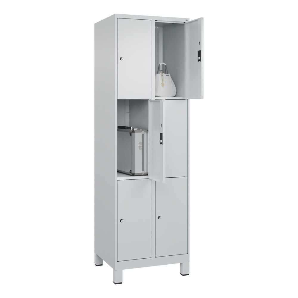 Produktabbildung Nr. 10: C+P Schließfachschrank Classic PLUS, Füße, 2 Abteile, HxBxT 1.950 x 600 x 500 mm, lichtgrau, lichtgrau, 6 Fächer, Zylinderschloss
