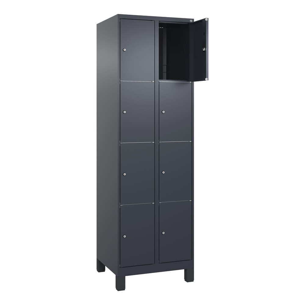 Produktabbildung Nr. 1: C+P Schließfachschrank Classic PLUS, Füße, 2 Abteile, HxBxT 1.950 x 600 x 500 mm, anthrazitgrau, anthrazitgrau, 8 Fächer, Zylinderschloss