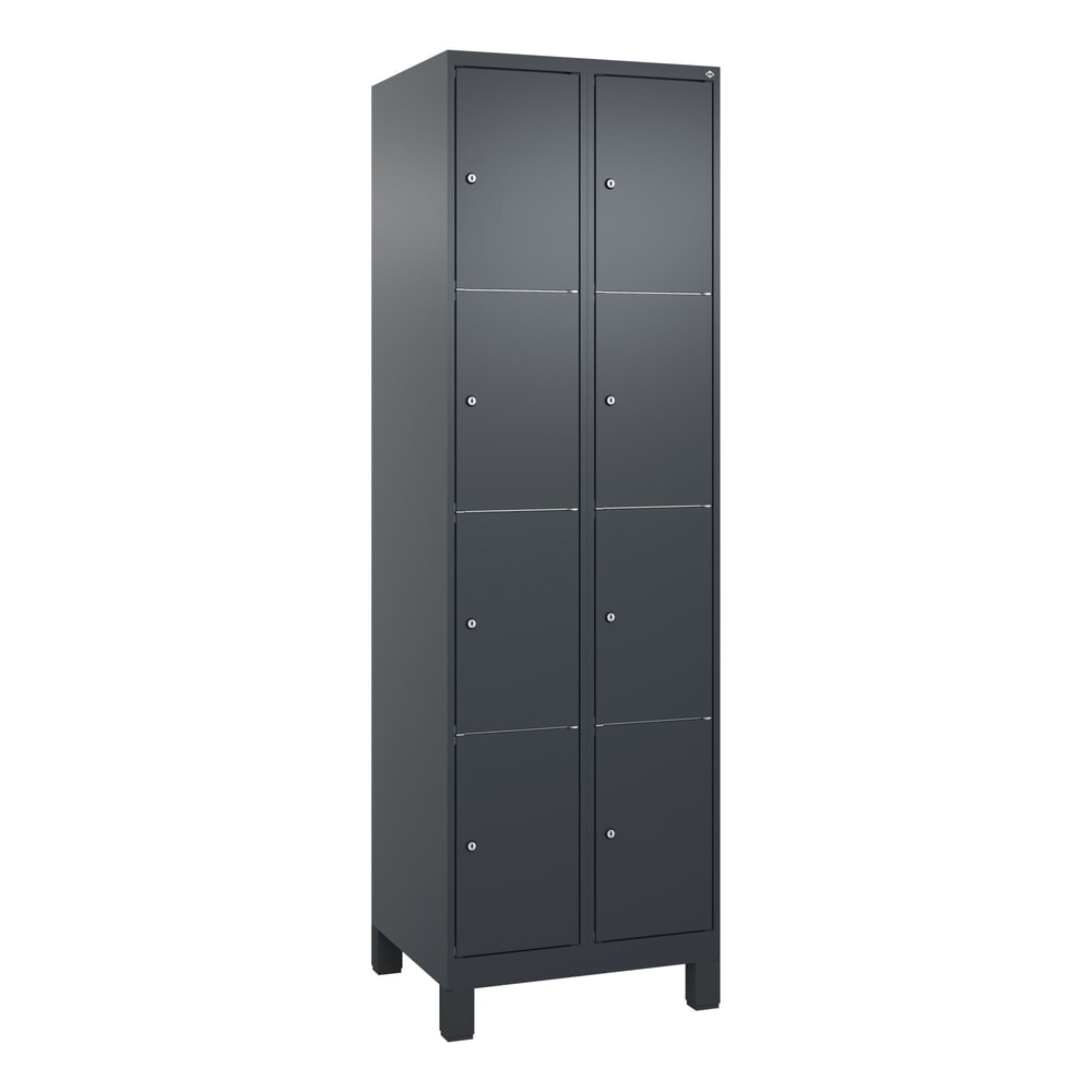 Produktabbildung Nr. 9: C+P Schließfachschrank Classic PLUS, Füße, 2 Abteile, HxBxT 1.950 x 600 x 500 mm, anthrazitgrau, anthrazitgrau, 8 Fächer, Zylinderschloss