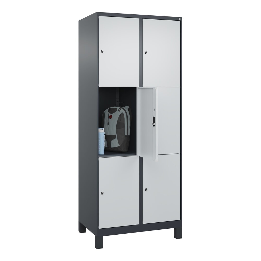 Produktabbildung Nr. 10: C+P Schließfachschrank Classic PLUS, Füße, 2 Abteile, HxBxT 1.950 x 800 x 500 mm, anthrazitgrau, lichtgrau, 6 Fächer, Zylinderschloss