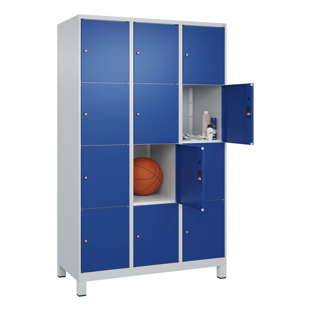 C+P Schließfachschrank Classic PLUS, Füße, 3 Abteile, HxBxT 1.950 x 1.200 x 500 mm, lichtgrau, enzianblau, 12 Fächer, Zylinderschloss Produktabbildung Nr. 10: C+P Schließfachschrank Classic PLUS, Füße, 3 Abteile, HxBxT 1.950 x 1.200 x 500 mm, lichtgrau, enzianblau, 12 Fächer, Zylinderschloss