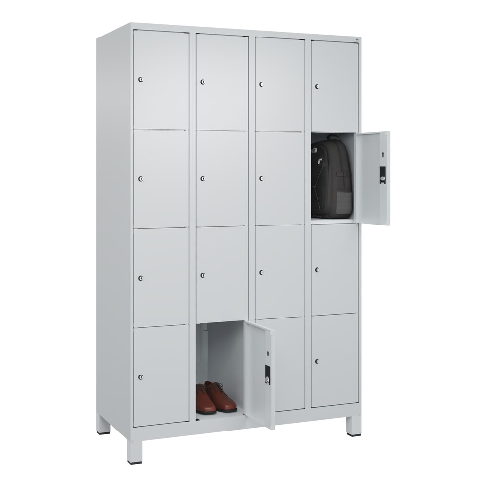 Produktabbildung Nr. 10: C+P Schließfachschrank Classic PLUS, Füße, 4 Abteile, HxBxT 1.950 x 1.200 x 500 mm, lichtgrau, lichtgrau, 16 Fächer, Zylinderschloss
