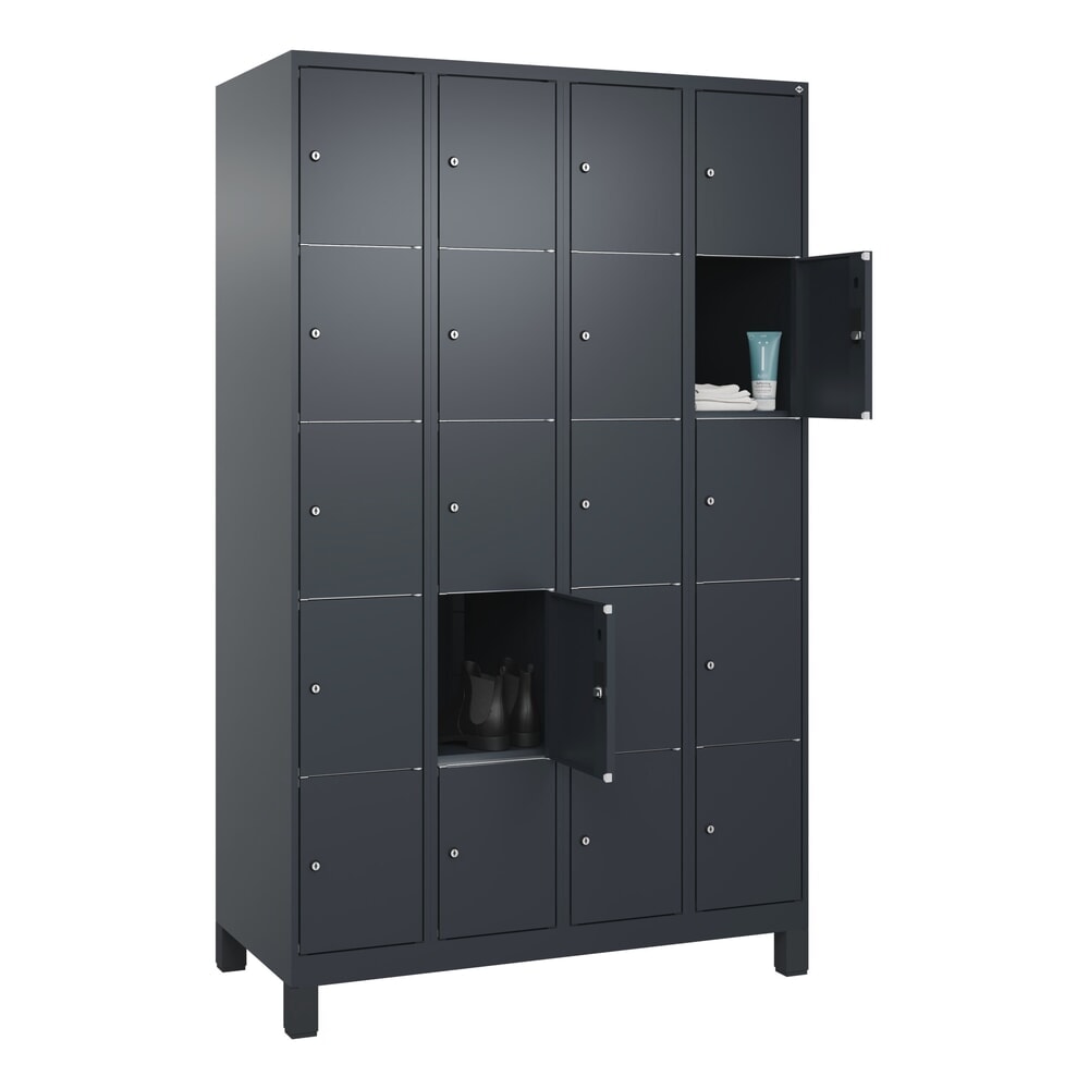 Produktabbildung Nr. 10: C+P Schließfachschrank Classic PLUS, Füße, 4 Abteile, HxBxT 1.950 x 1.200 x 500 mm, anthrazitgrau, anthrazitgrau, 20 Fächer, Zylinderschloss