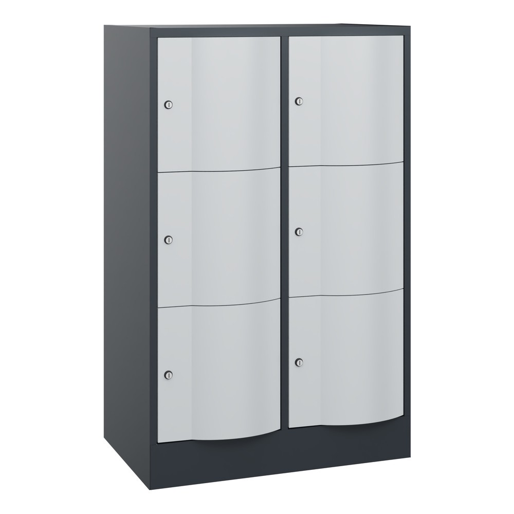 Produktabbildung: C+P Schließfachschrank mit "rabaukensicheren" Türen, 2 x 3 Fächer, HxBxT 1.225 x 770 x 540 mm, anthrazitgrau, lichtgrau
