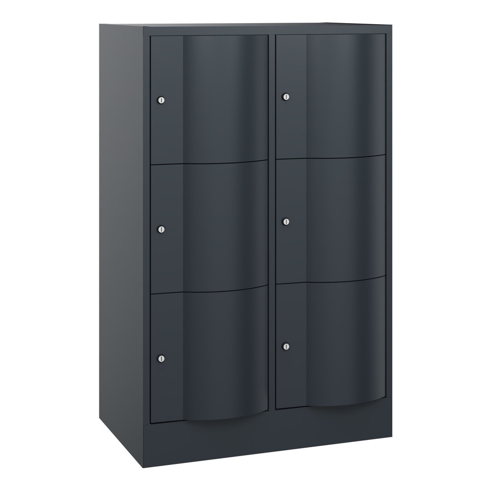 Produktabbildung Nr. 1: C+P Schließfachschrank mit "rabaukensicheren" Türen, 2 x 3 Fächer, HxBxT 1.225 x 770 x 540 mm, anthrazitgrau, anthrazitgrau