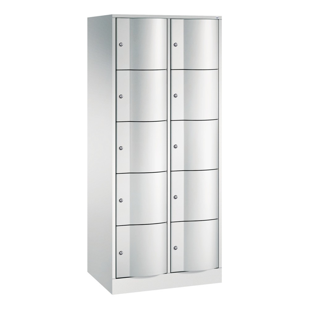 Produktabbildung: C+P Schließfachschrank mit 'rabaukensicheren' Türen, 2 x 5 Fächer, HxBxT 1.950 x 770 x 540 mm, lichtgrau, lichtgrau