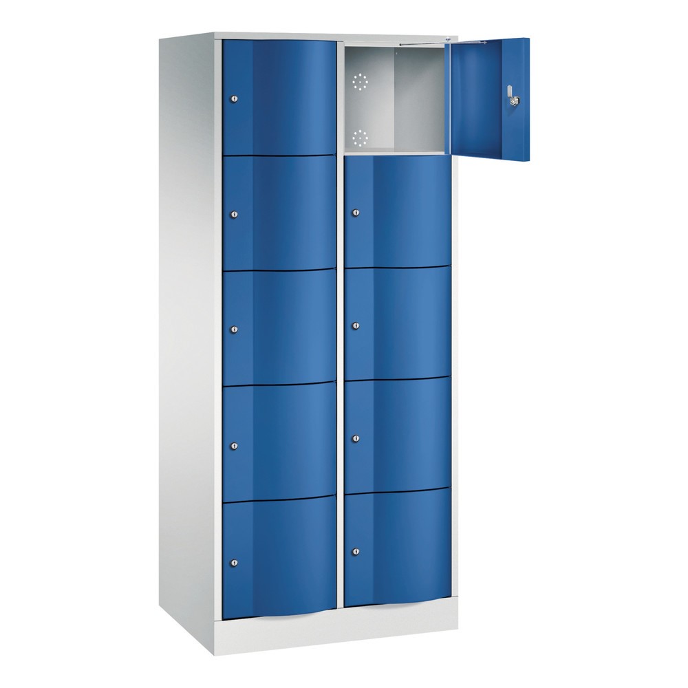 Produktabbildung Nr. 3: C+P Schließfachschrank mit 'rabaukensicheren' Türen, 2 x 5 Fächer, HxBxT 1.950 x 770 x 540 mm, lichtgrau, enzianblau