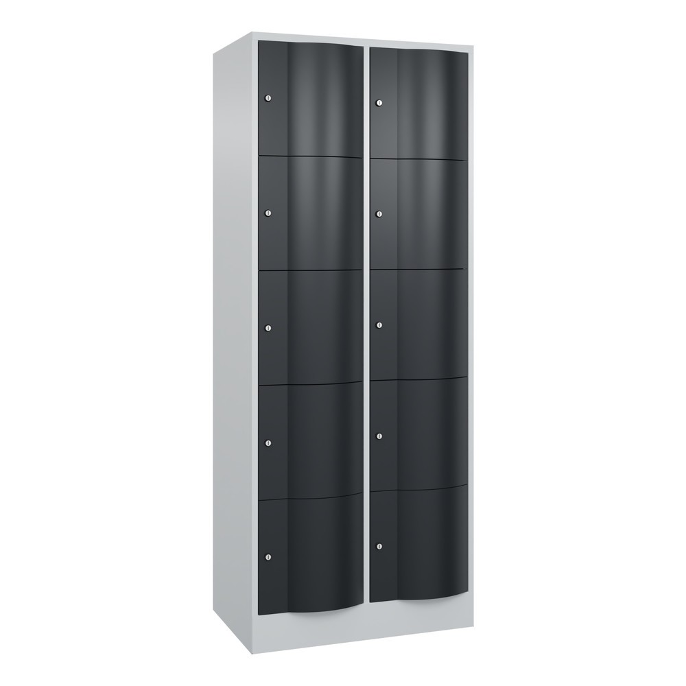 Produktabbildung Nr. 1: C+P Schließfachschrank mit 'rabaukensicheren' Türen, 2 x 5 Fächer, HxBxT 1.950 x 770 x 540 mm, lichtgrau, anthrazitgrau