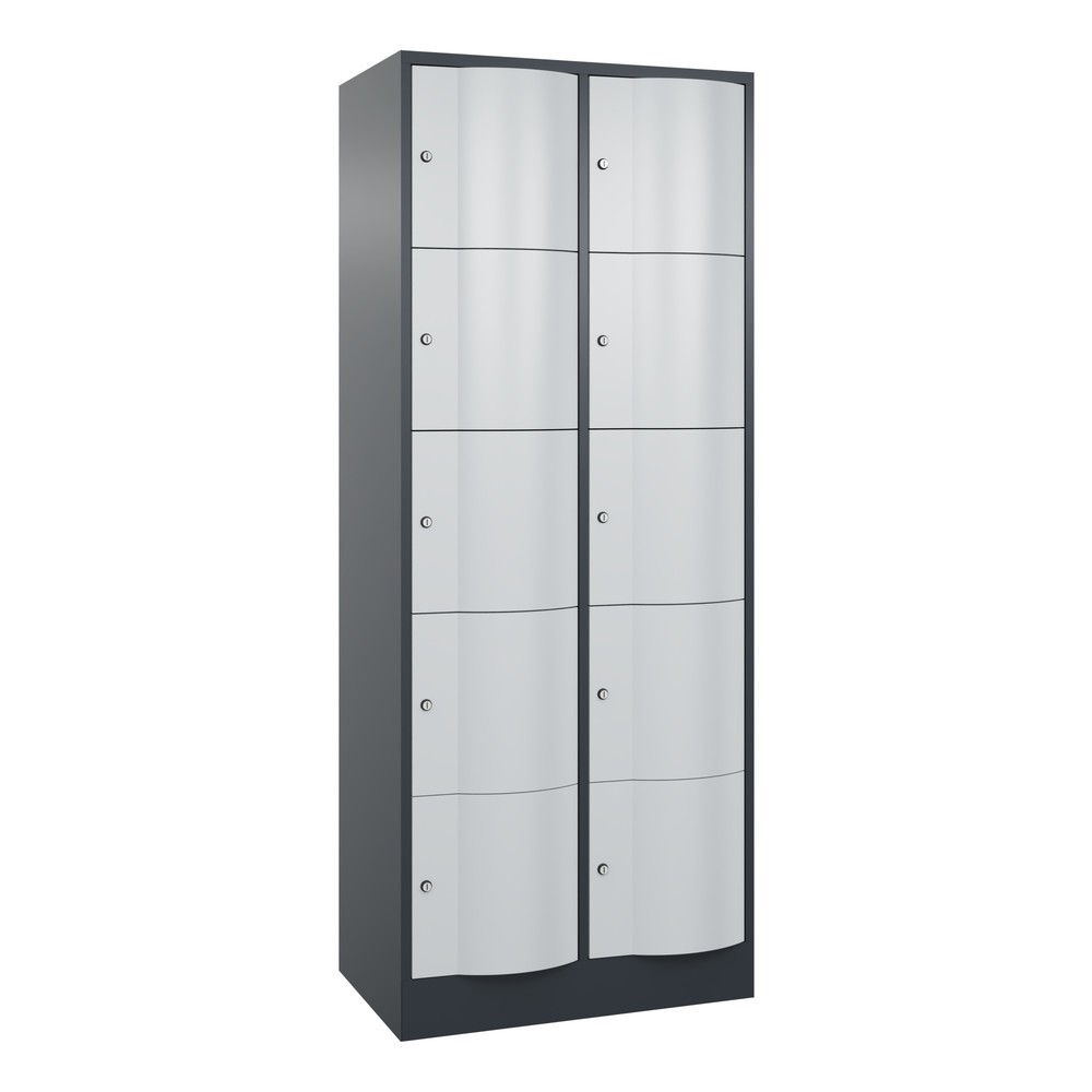 Produktabbildung Nr. 1: C+P Schließfachschrank mit 'rabaukensicheren' Türen, 2 x 5 Fächer, HxBxT 1.950 x 770 x 540 mm, anthrazitgrau, lichtgrau