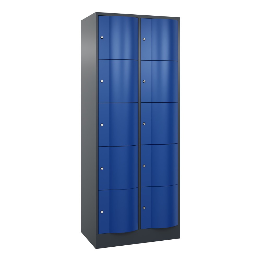 Produktabbildung Nr. 1: C+P Schließfachschrank mit 'rabaukensicheren' Türen, 2 x 5 Fächer, HxBxT 1.950 x 770 x 540 mm, anthrazitgrau, enzianblau