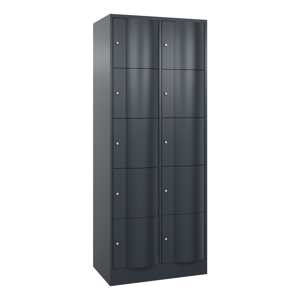 Produktabbildung Nr. 1: C+P Schließfachschrank mit 'rabaukensicheren' Türen, 2 x 5 Fächer, HxBxT 1.950 x 770 x 540 mm, anthrazitgrau, anthrazitgrau
