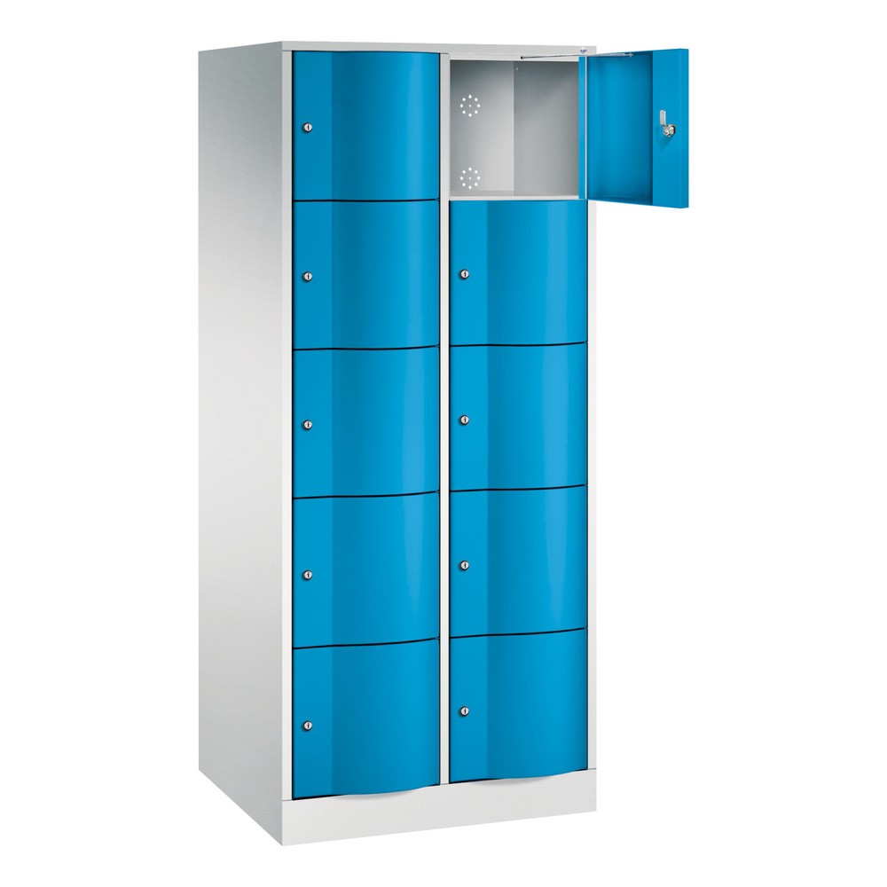 Produktabbildung Nr. 2: C+P Schließfachschrank mit "rabaukensicheren" Türen, 2 x 5 Fächer, HxBxT 1.950 x 770 x 640 mm, lichtgrau, lichtblau