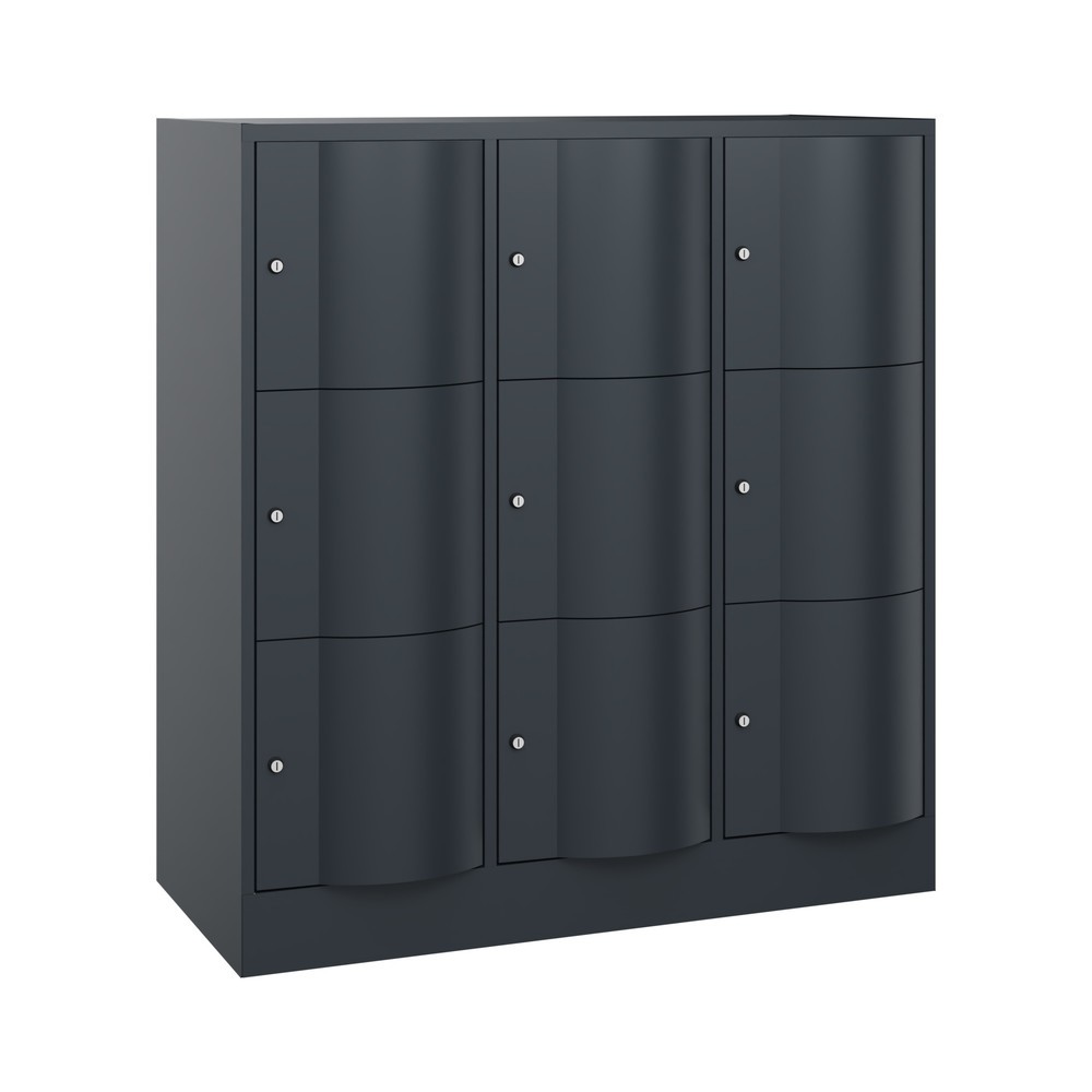 Produktabbildung: C+P Schließfachschrank mit "rabaukensicheren" Türen, 3 x 3 Fächer, HxBxT 1.225 x 1.150 x 540 mm, anthrazitgrau, anthrazitgrau