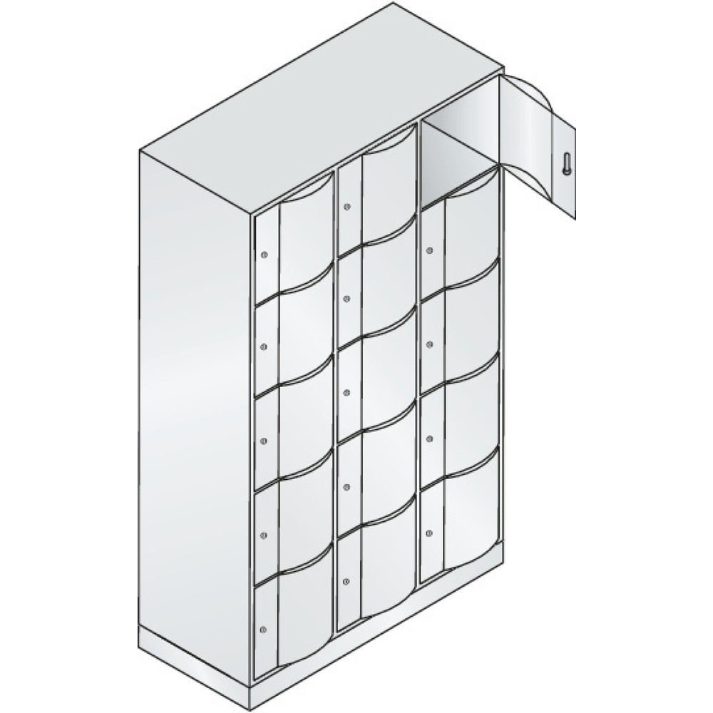 Produktabbildung Nr. 2: C+P Schließfachschrank mit 'rabaukensicheren' Türen, 3 x 5 Fächer, HxBxT 1.950 x 1.150 x 540 mm, lichtgrau, enzianblau