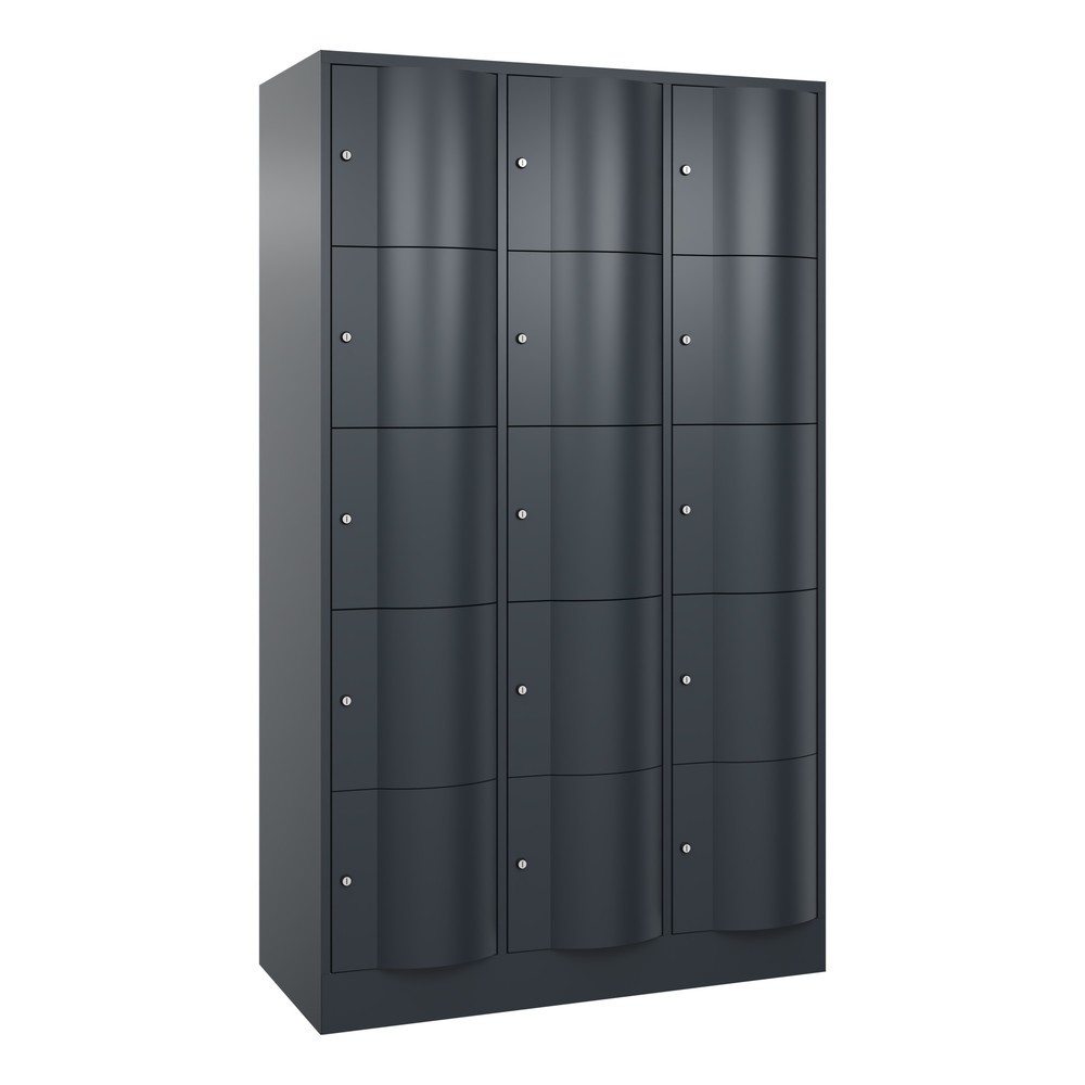 Produktabbildung Nr. 1: C+P Schließfachschrank mit 'rabaukensicheren' Türen, 3 x 5 Fächer, HxBxT 1.950 x 1.150 x 540 mm, anthrazitgrau, anthrazitgrau