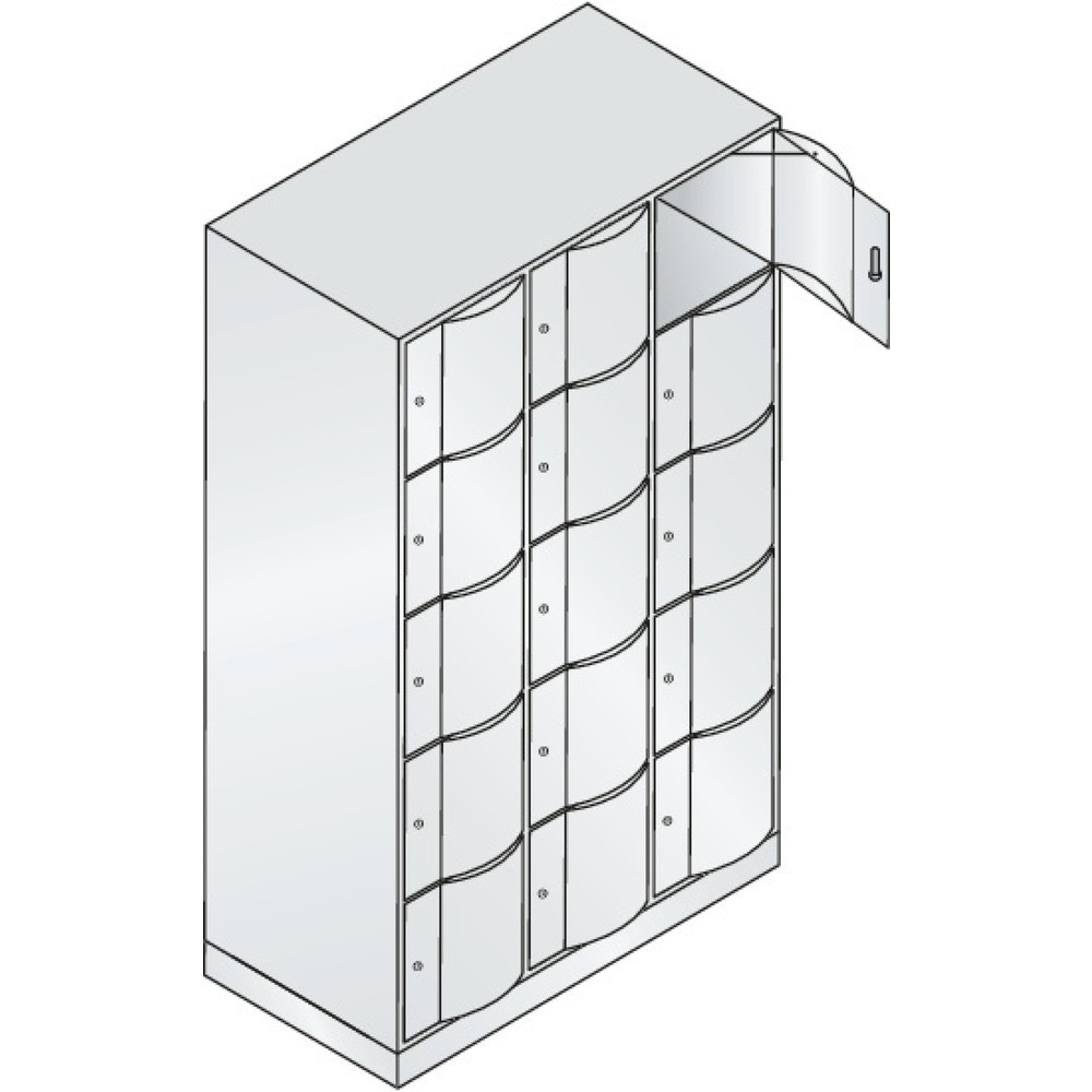 Produktabbildung Nr. 2: C+P Schließfachschrank mit 'rabaukensicheren' Türen, 3 x 5 Fächer, HxBxT 1.950 x 1.150 x 640 mm, lichtgrau, rubinrot