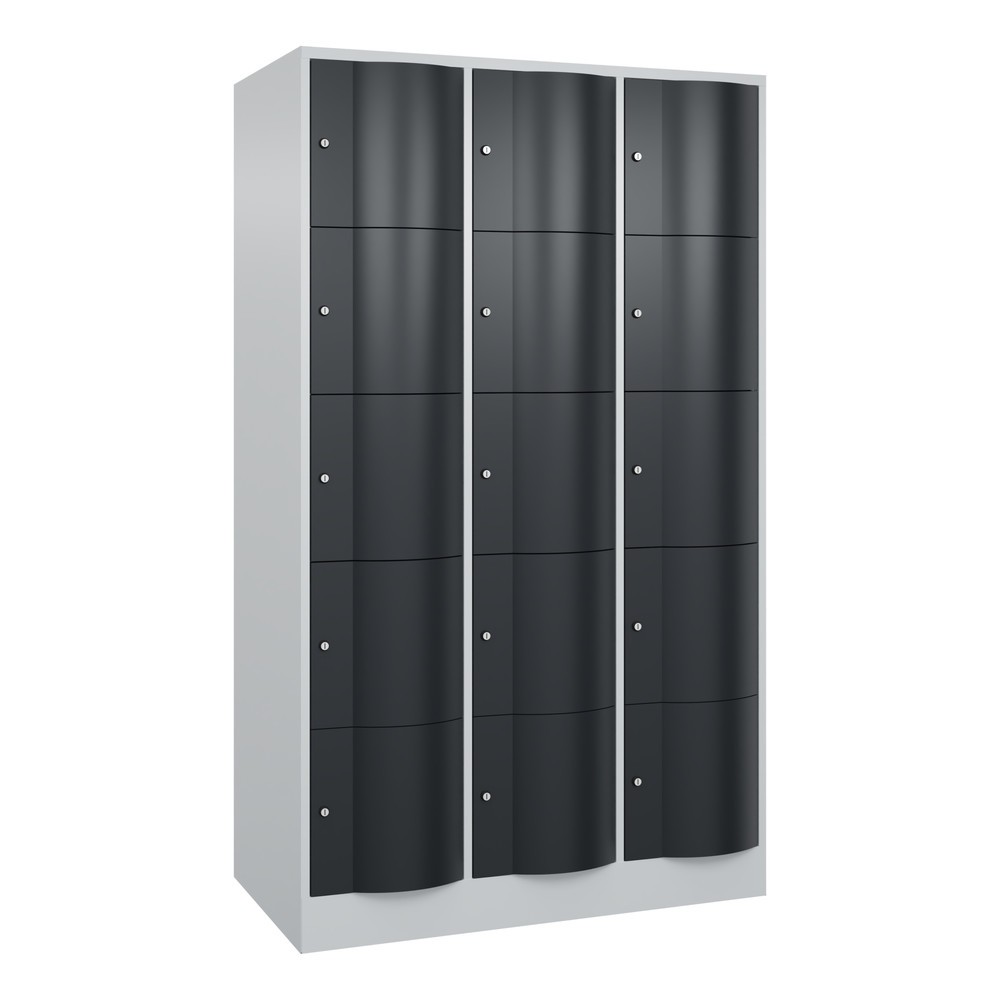 Produktabbildung Nr. 1: C+P Schließfachschrank mit 'rabaukensicheren' Türen, 3 x 5 Fächer, HxBxT 1.950 x 1.150 x 640 mm, lichtgrau, anthrazitgrau