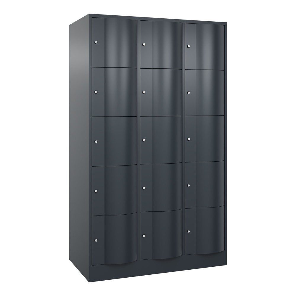 Produktabbildung Nr. 1: C+P Schließfachschrank mit 'rabaukensicheren' Türen, 3 x 5 Fächer, HxBxT 1.950 x 1.150 x 640 mm, anthrazitgrau, anthrazitgrau