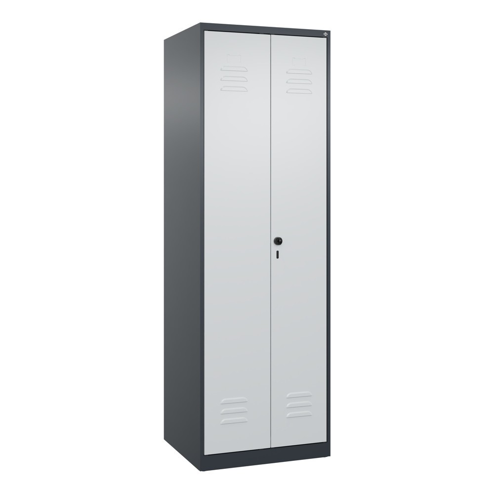 Produktabbildung: C+P Schwarz-Weiß-Spind Classic PLUS, 2 Abteile, HxBxT 1.850 x 600 x 500 mm, anthrazitgrau, lichtgrau, für Vorhängeschloss