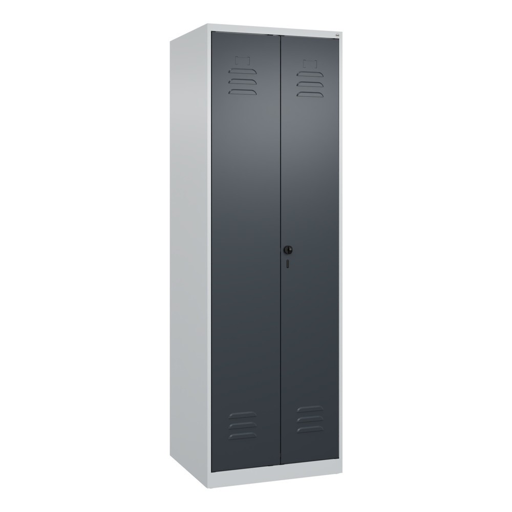 Produktabbildung: C+P Schwarz-Weiß-Spind Classic PLUS, 2 Abteile, HxBxT 1.850 x 600 x 500 mm, lichtgrau, anthrazitgrau, für Vorhängeschloss