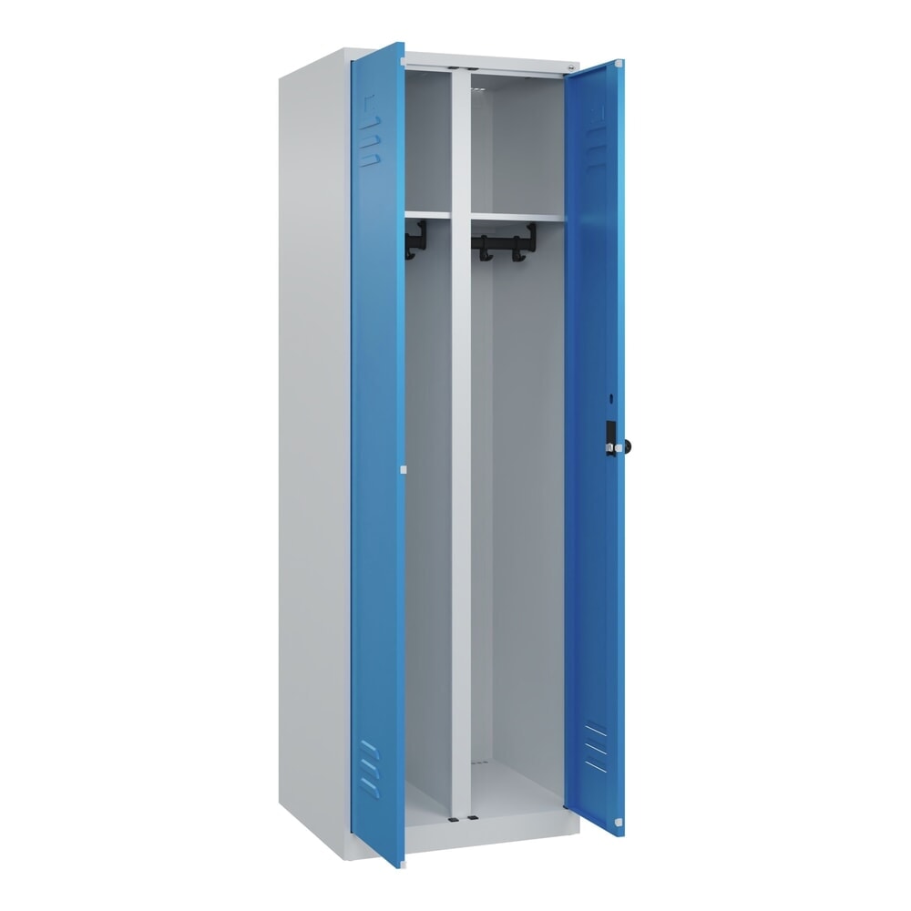 C+P Schwarz-Weiß-Spind Classic PLUS, 2 Abteile, HxBxT 1.850 x 600 x 500 mm, lichtgrau, lichtblau, für Vorhängeschloss Produktabbildung Nr. 1: C+P Schwarz-Weiß-Spind Classic PLUS, 2 Abteile, HxBxT 1.850 x 600 x 500 mm, lichtgrau, lichtblau, für Vorhängeschloss
