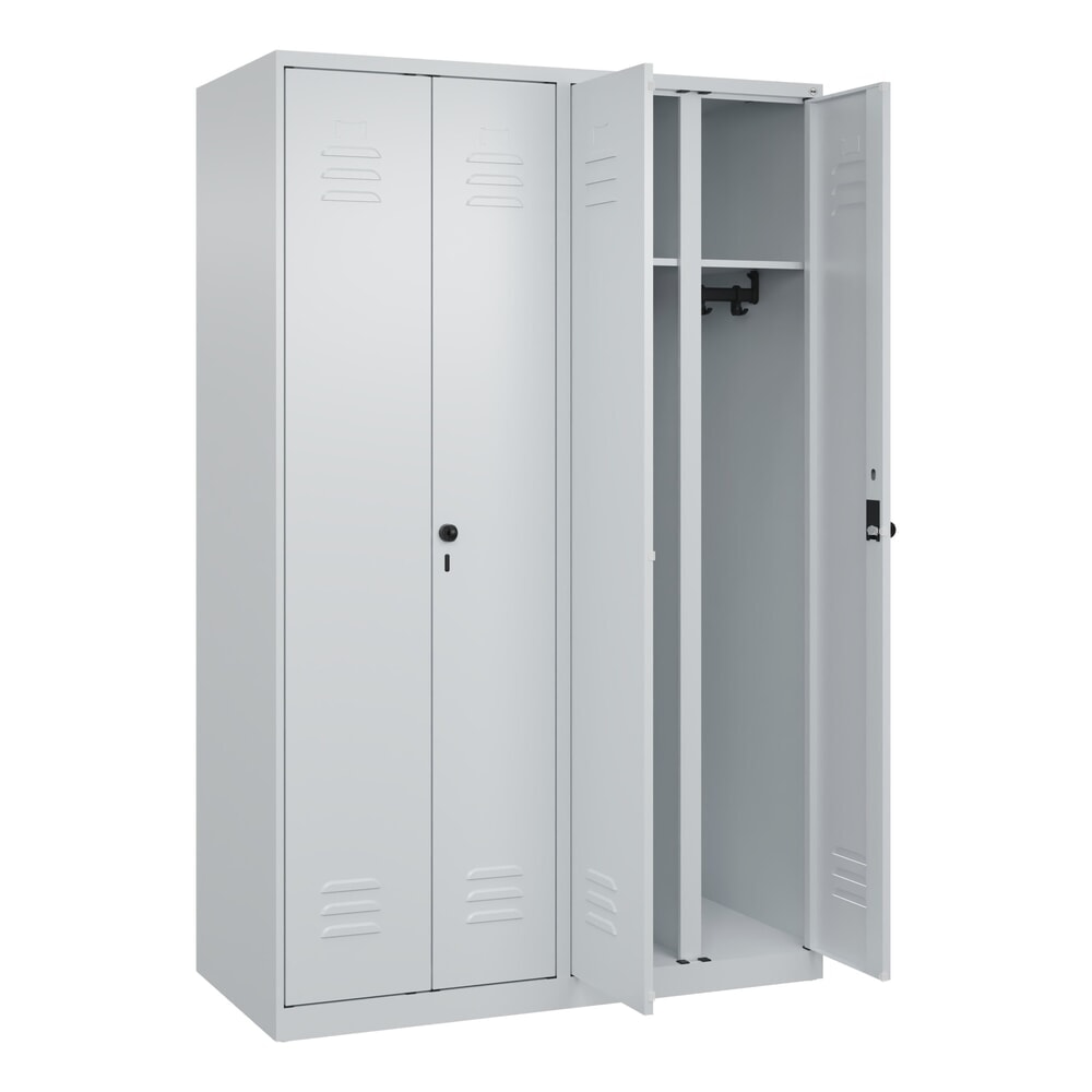 Produktabbildung Nr. 1: C+P Schwarz-Weiß-Spind Classic PLUS, 4 Abteile, HxBxT 1.850 x 1.200 x 500 mm, lichtgrau, lichtgrau, für Vorhängeschloss