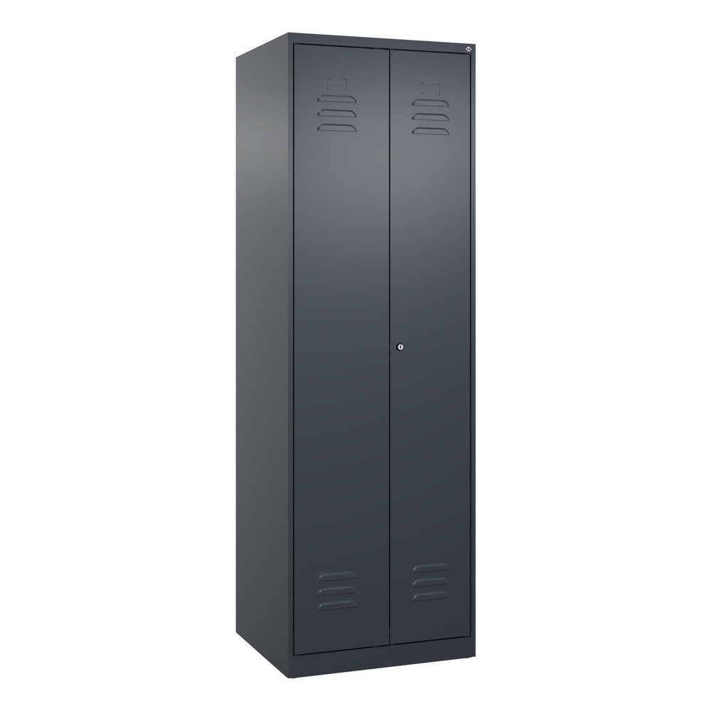 Produktabbildung: C+P Schwarz-Weiß-Spind Classic PLUS, 2 Abteile, HxBxT 1.850 x 600 x 500 mm, anthrazitgrau, anthrazitgrau, Zylinderschloss