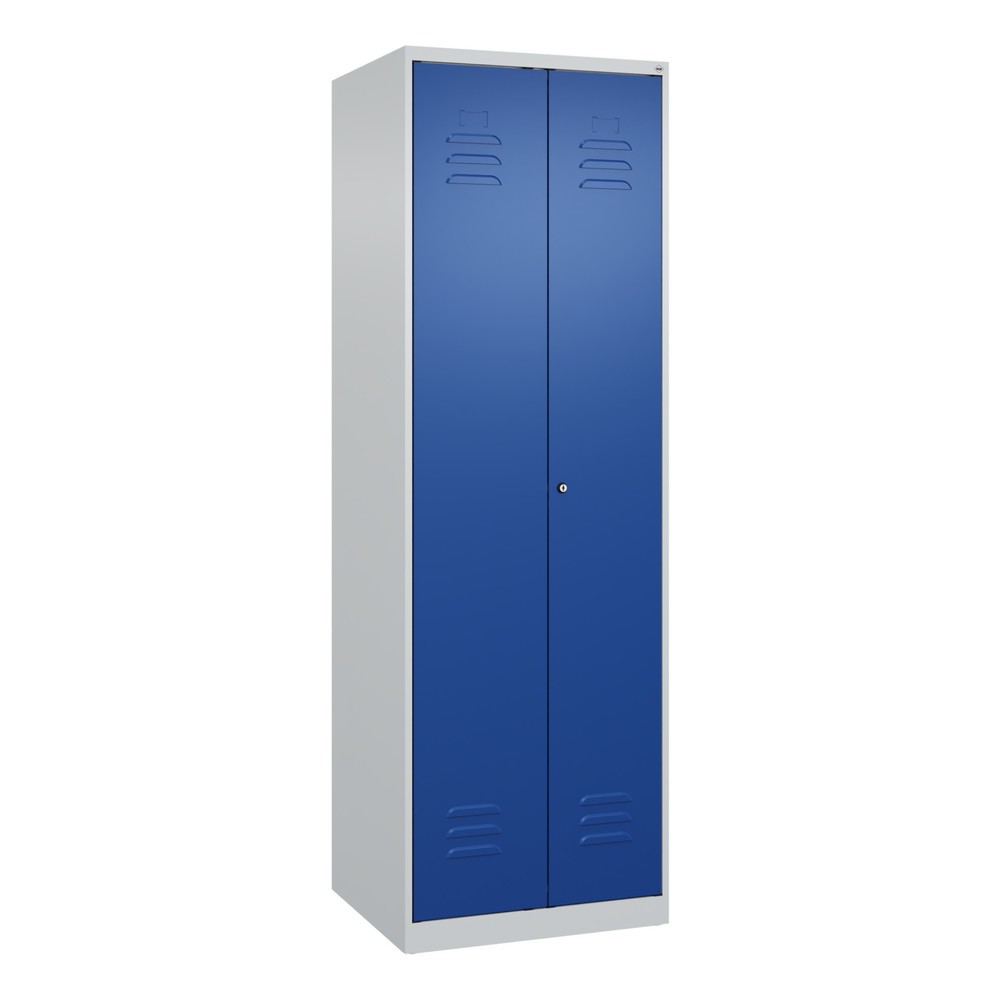 Produktabbildung: C+P Schwarz-Weiß-Spind Classic PLUS, 2 Abteile, HxBxT 1.850 x 600 x 500 mm, lichtgrau, enzianblau, Zylinderschloss