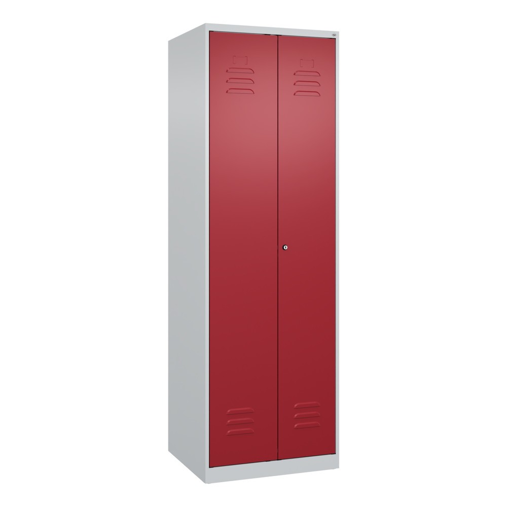 Produktabbildung: C+P Schwarz-Weiß-Spind Classic PLUS, 2 Abteile, HxBxT 1.850 x 600 x 500 mm, lichtgrau, rubinrot, Zylinderschloss