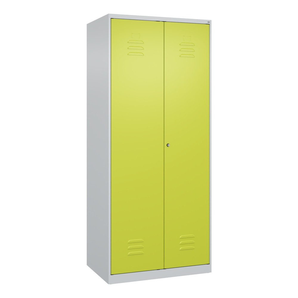 Produktabbildung: C+P Schwarz-Weiß-Spind Classic PLUS, 2 Abteile, HxBxT 1.850 x 800 x 500 mm, lichtgrau, clowngrün, Zylinderschloss