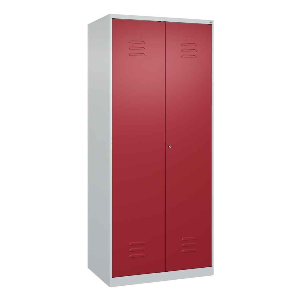 Produktabbildung: C+P Schwarz-Weiß-Spind Classic PLUS, 2 Abteile, HxBxT 1.850 x 800 x 500 mm, lichtgrau, rubinrot, Zylinderschloss
