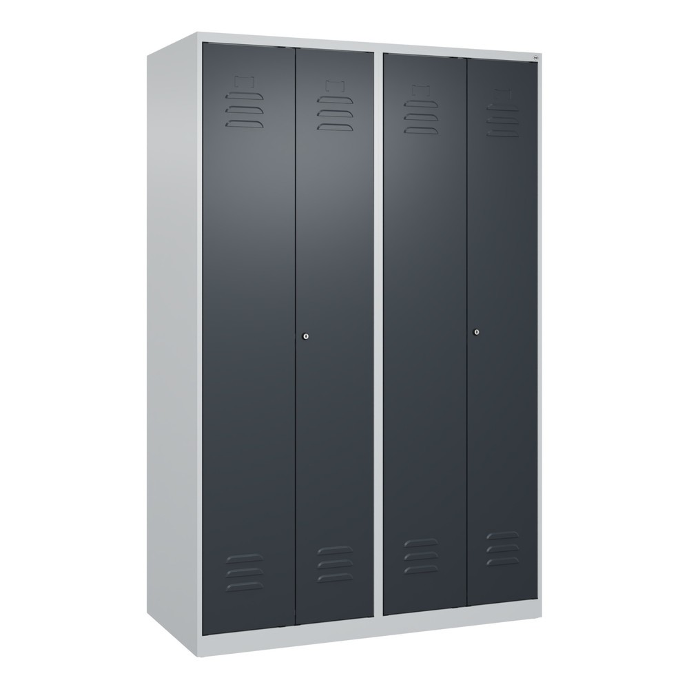 Produktabbildung: C+P Schwarz-Weiß-Spind Classic PLUS, 4 Abteile, HxBxT 1.850 x 1.200 x 500 mm, lichtgrau, anthrazitgrau, Zylinderschloss