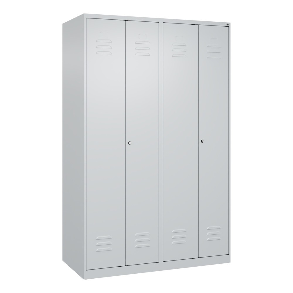 Produktabbildung: C+P Schwarz-Weiß-Spind Classic PLUS, 4 Abteile, HxBxT 1.850 x 1.200 x 500 mm, lichtgrau, lichtgrau, Zylinderschloss