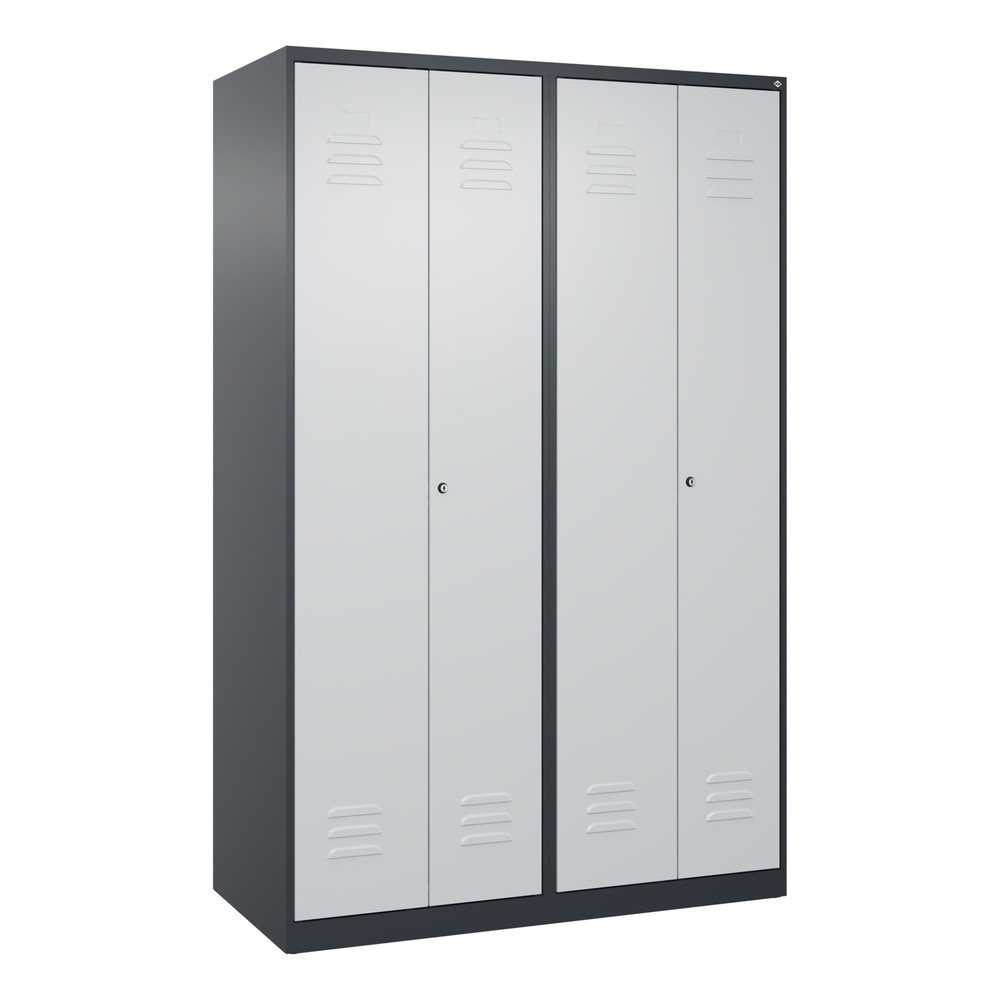 Produktabbildung: C+P Schwarz-Weiß-Spind Classic PLUS, 4 Abteile, HxBxT 1.850 x 1.200 x 500 mm, anthrazitgrau, lichtgrau, Zylinderschloss