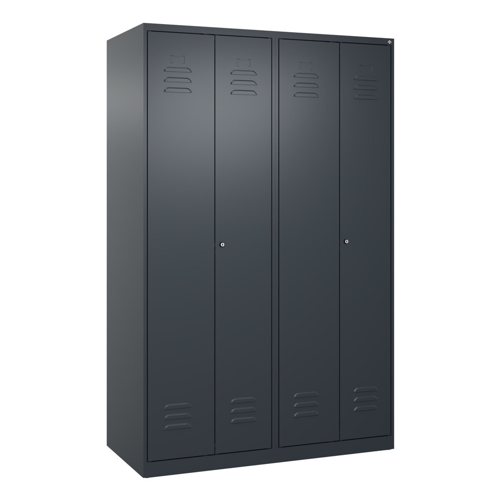 Produktabbildung: C+P Schwarz-Weiß-Spind Classic PLUS, 4 Abteile, HxBxT 1.850 x 1.200 x 500 mm, anthrazitgrau, anthrazitgrau, Zylinderschloss