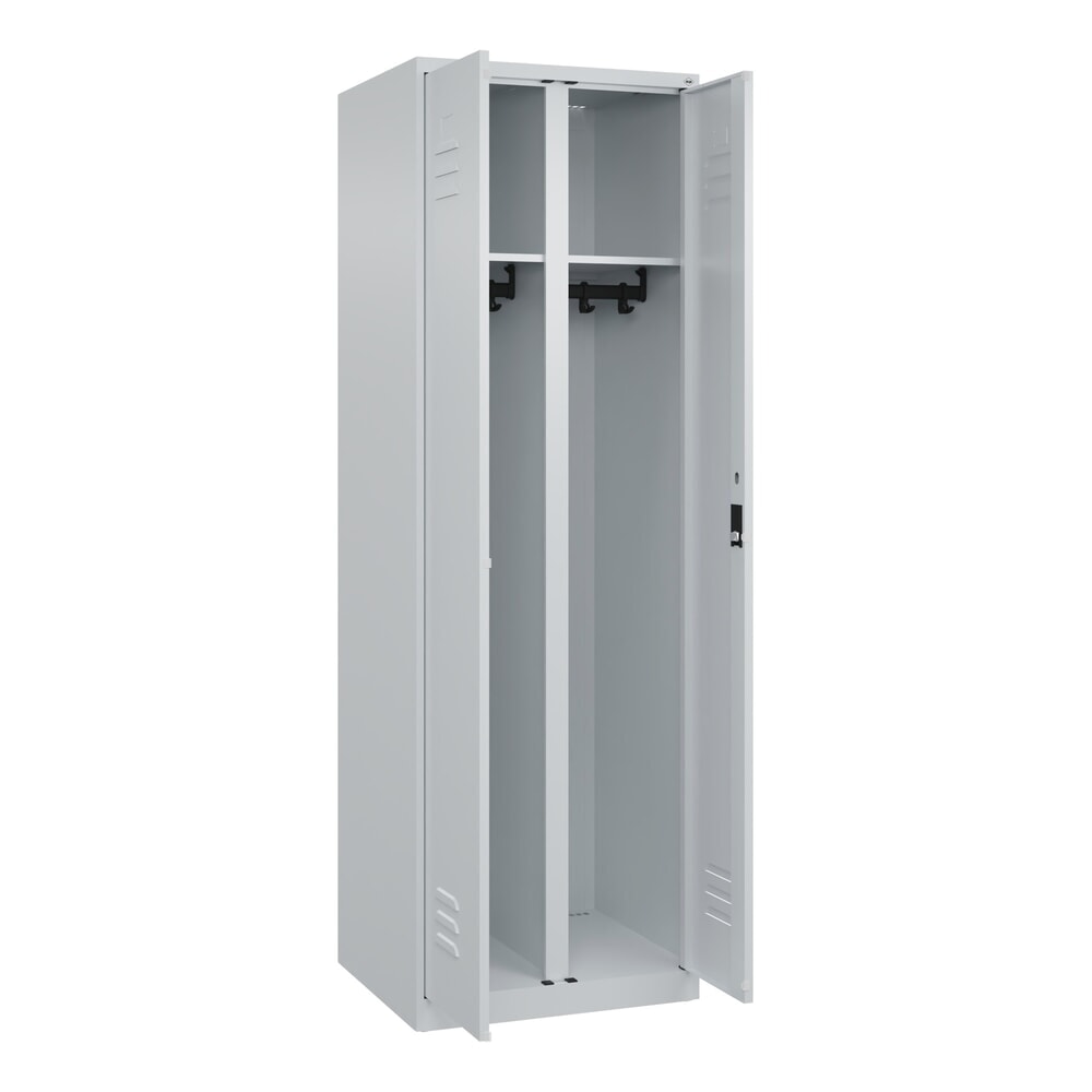 C+P Schwarz-Weiß-Spind Classic PLUS, 2 Abteile, HxBxT 1.850 x 600 x 500 mm, lichtgrau, lichtgrau, Zylinderschloss Produktabbildung Nr. 1: C+P Schwarz-Weiß-Spind Classic PLUS, 2 Abteile, HxBxT 1.850 x 600 x 500 mm, lichtgrau, lichtgrau, Zylinderschloss