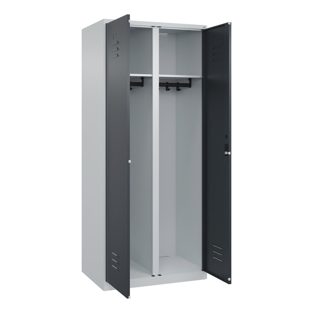Produktabbildung: C+P Schwarz-Weiß-Spind Classic PLUS, 2 Abteile, HxBxT 1.850 x 800 x 500 mm, lichtgrau, anthrazitgrau, Zylinderschloss