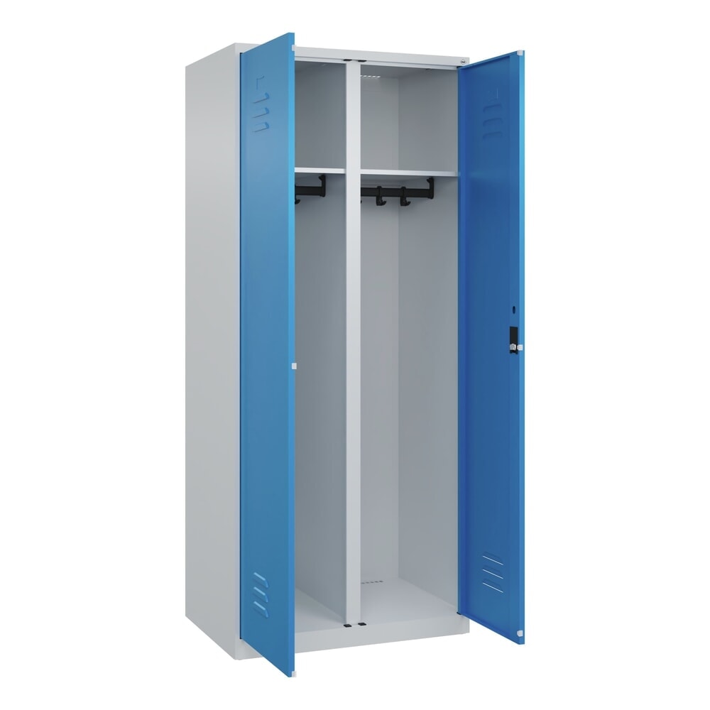 Produktabbildung Nr. 1: C+P Schwarz-Weiß-Spind Classic PLUS, 2 Abteile, HxBxT 1.850 x 800 x 500 mm, lichtgrau, lichtblau, Zylinderschloss