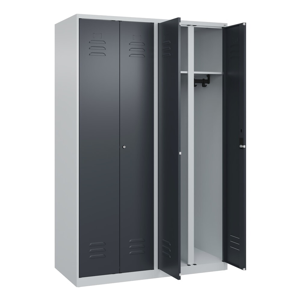 Produktabbildung Nr. 1: C+P Schwarz-Weiß-Spind Classic PLUS, 4 Abteile, HxBxT 1.850 x 1.200 x 500 mm, lichtgrau, anthrazitgrau, Zylinderschloss