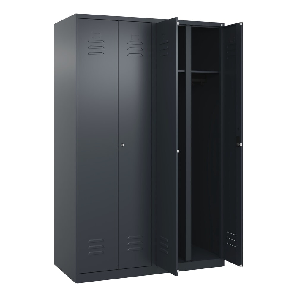 Produktabbildung: C+P Schwarz-Weiß-Spind Classic PLUS, 4 Abteile, HxBxT 1.850 x 1.200 x 500 mm, anthrazitgrau, anthrazitgrau, Zylinderschloss