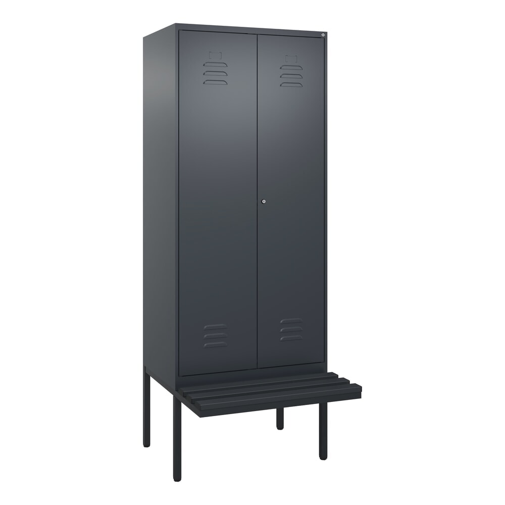 Produktabbildung Nr. 9: C+P Schwarz-Weiß-Spind Classic PLUS, 2 Abteile, HxBxT 2.120 x 800 x 815 mm, Zylinderschloss, auskragende Bank aus Kunststoff, anthrazitgrau, anthrazitgrau